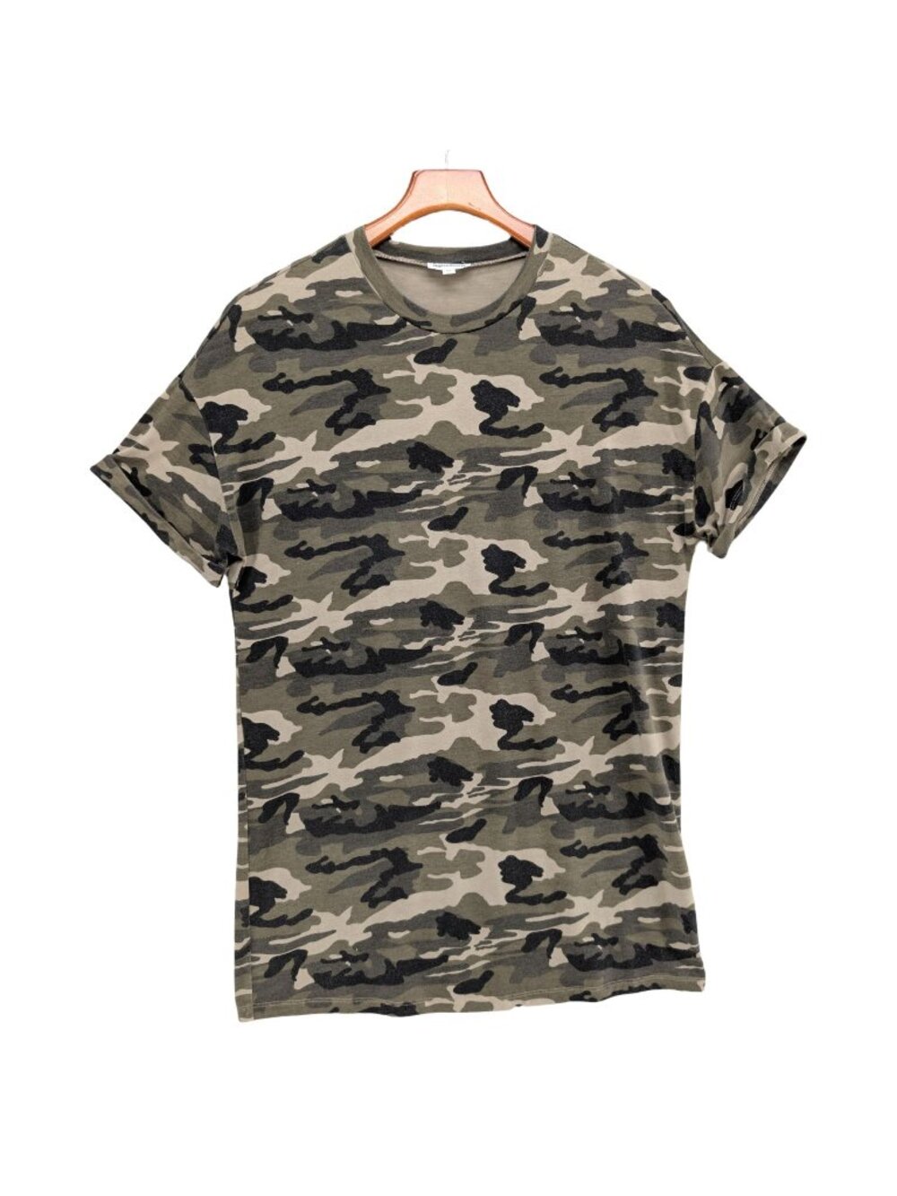 Superdown Clara Camo Mini Dress Multicolor Short Sleeve T Shirt Dress Sz XS
